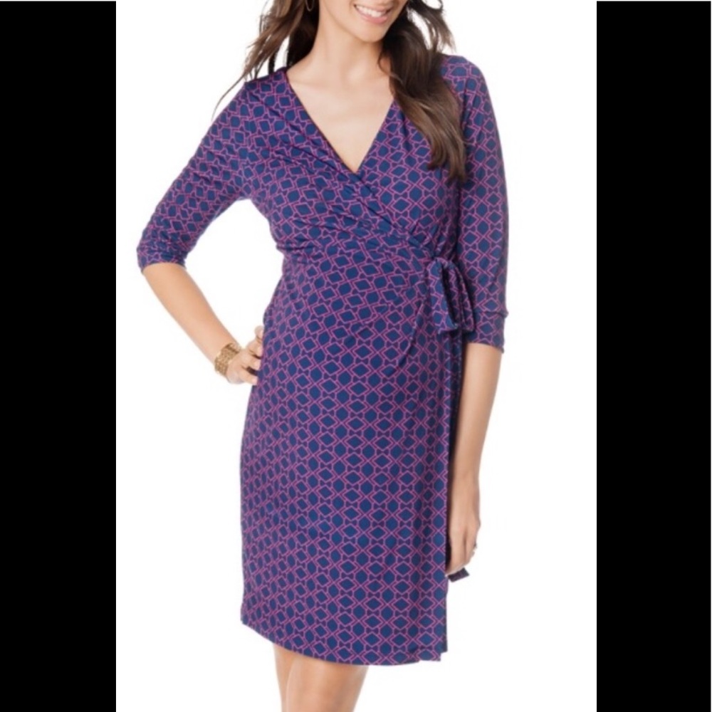 HP Motherhood Navy & Pink Maternity Wrap Dress NWT